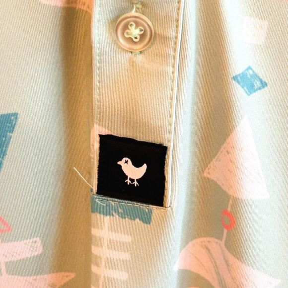 Bad Birdie Polo Shirt Mens XL Retro Print Performance Golf Bowling Stretch - Picture 4 of 12